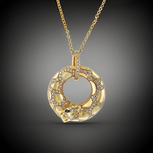 Effy Diamond, Emerald and 14K Yellow Gold Panther Necklace
