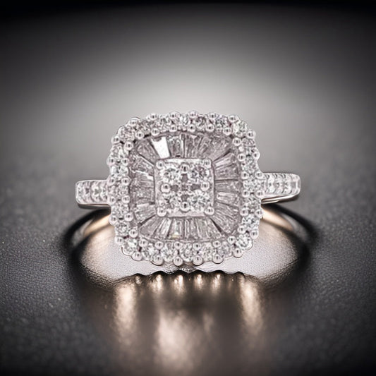 Diamond 14K White Gold Cluster Ring