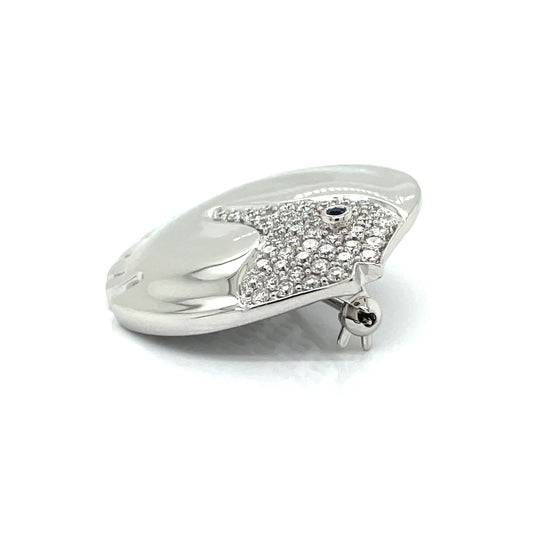 Estate 1.50cttw Diamond Sapphire Blowfish Brooch 13285