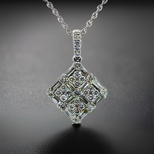 Diamond and 18K White Gold Pendant