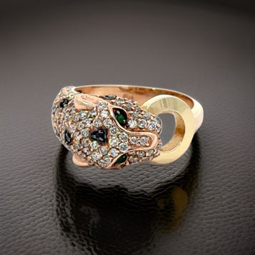 E.H. Collection 1.35 cttw Diamond and Emerald Panther Ring 05516