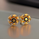 Estate Lucian Piccard French Cut Garnet 14K Yellow Gold Cuff Links 14586