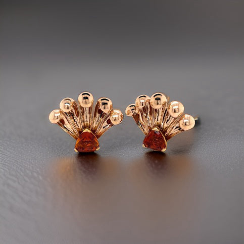 Estate Retro 4.20 cttw Citrine Fan Earrings 12270