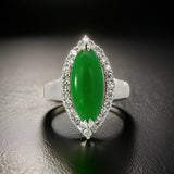 Estate 2.02 ct Jade Diamond Platinum Ring 14204