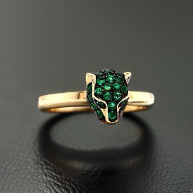 E.H. Collection .48 cttw Emerald and Tsavorite Panther Ring 05994