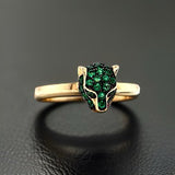 E.H. Collection .48 cttw Emerald and Tsavorite Panther Ring 05994