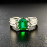 Estate 1.02 ct Emerald & Diamond Platinum Ring 13113