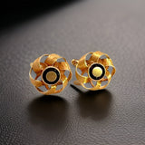 Estate Lucian Piccard French Cut Garnet 14K Yellow Gold Cuff Links 14586