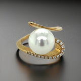 Estate Designer A & Z Pearl Co. 10mm Pearl Diamond Ring 13874