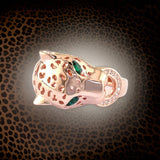 E.H. Collection 14K Rose Gold Diamond and Emerald Panther Ring 12208