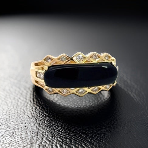 Estate Onyx and Diamond Ring 13153