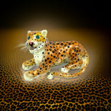 Estate Designer Jungle Cat Enamel Emerald Pendant 13393