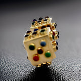 Estate Custom made for A Lucky Italian 10.50 cttw Semi Precious Gemstone 18K Yellow Gold Large Dice 14653