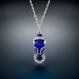 E.H. Collection Sapphire Diamond and Blue Enamel Panther Pendant with Chain 12933