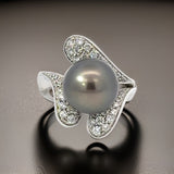 Estate Designer Schoeffel 1.20 cttw Daimond 12.57mm Tahitian Pearl Ring 13875