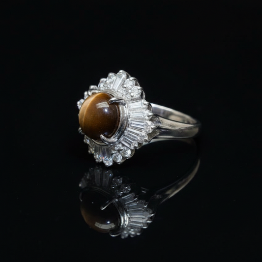 Cat's Eye Green Chrysoberyl & Diamond Platinum Ring