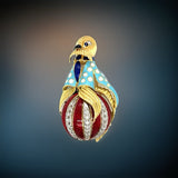 Estate Designer Walrus Diamond Enamel Pendant/ Brooch 13392