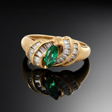 Estate Designer Aurum .37 ct Emerald and Diamond Ring 13790