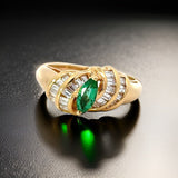 Estate Designer Aurum .37 ct Emerald and Diamond Ring 13790