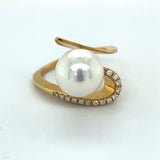 Estate Designer A & Z Pearl Co. 10mm Pearl Diamond Ring 13874