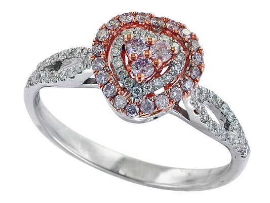 Effy Pink and White Diamond 18K White and Rose Teardrop Gold Ring