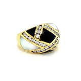 New Designer Asch Grossbardt Onyx Mother Of Pearl Diamond Ring 13814