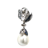 Estate 15.76 mm South Sea Pearl 2.68 cttw Diamond 7.90 cttw Sapphire Dangle Earrings 13281