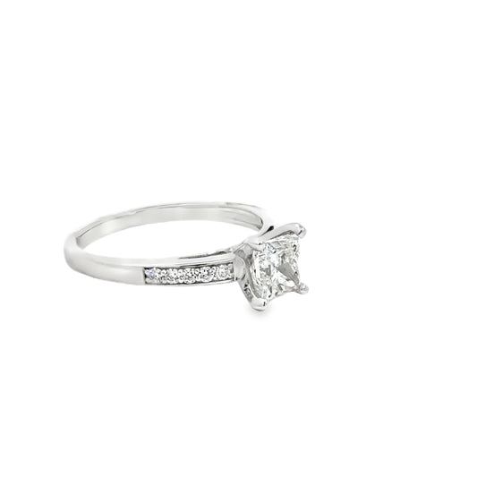 1.06 CTTW Accented Solitaire Ring