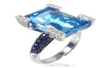 E.H. Collection 15.68 ct Blue Topaz and Diamond Ring 13026