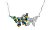 E.H. Collection .68 cttw Multicolor Diamond Butterfly Necklace 13078