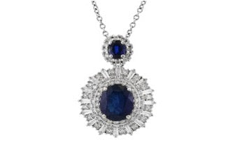 E.H. Collection 1.66 cttw Sapphire and Diamond Pendant With Chain  13079