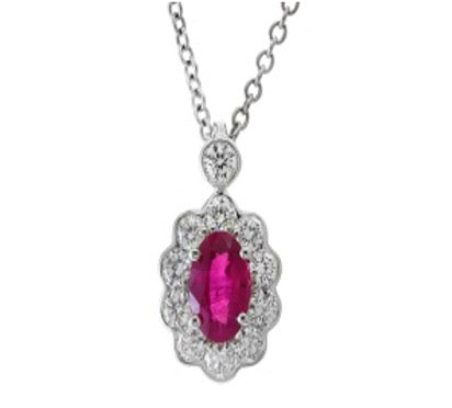 E.H. Collection .57 ct Ruby & Diamond Pendant With Chain 14418