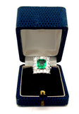 Estate 2.41 ct Emerald and 3.29 cttw Diamond Platinum Ring 15255