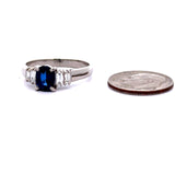 Estate 1.28 ct Fine Oval Sapphire and Diamond Platinum Ring 15260