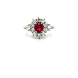 Estate Ruby Oval 1.06ct Diamond 0.89cttw Platinum Ring 15268