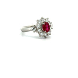 Estate Ruby Oval 1.06ct Diamond 0.89cttw Platinum Ring 15268