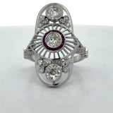 Estate Old Europen Cut 2.73 cttw Diamond Ruby Filigree Ring 15478