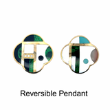 Designer Asch Grossbardt Mother of pearl, Turquoise, Malachite, Diamond, Onyx, Coral 14K Yellow Gold Pendant