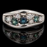 Estate Natural Alexandrite & Diamond Platinum Ring