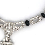 Classy Estate 12.00 ctw Diamond Onyx Platinum Necklace 14105