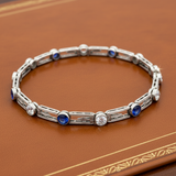Estate Art Deco 2.65 cttw Old European Cut Diamond 2.00 cttw Sapphire Platinum Bracelet 14101