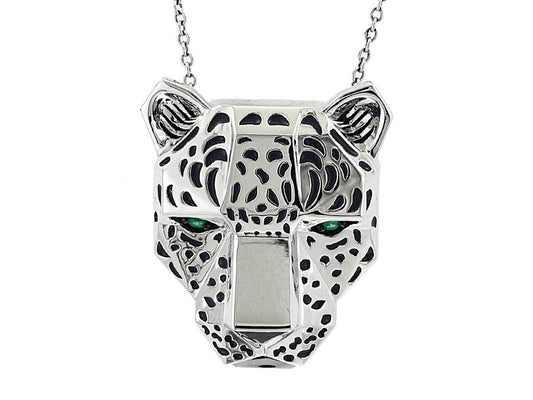 E.H Collection 14K White Gold Panther Pendant with Chain 12908