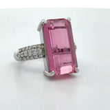 Estate 11.18 ct Pink Tourmaline Diamond Platinum Ring 15535