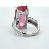 Estate 11.18 ct Pink Tourmaline Diamond Platinum Ring 15535
