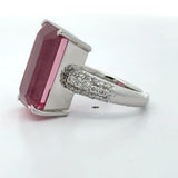 Estate 11.18 ct Pink Tourmaline Diamond Platinum Ring 15535
