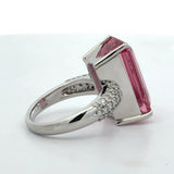 Estate 11.18 ct Pink Tourmaline Diamond Platinum Ring 15535