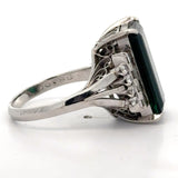 Estate 5.80 ct Green Tourmaline Diamond Platinum Ring 15538