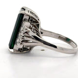 Estate 5.80 ct Green Tourmaline Diamond Platinum Ring 15538