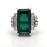 Estate 5.80 ct Green Tourmaline Diamond Platinum Ring 15538