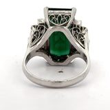 Estate 5.80 ct Green Tourmaline Diamond Platinum Ring 15538